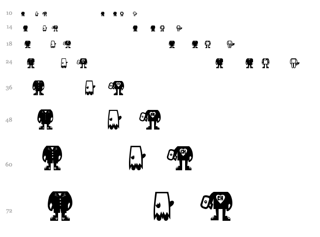 Comando X font waterfall